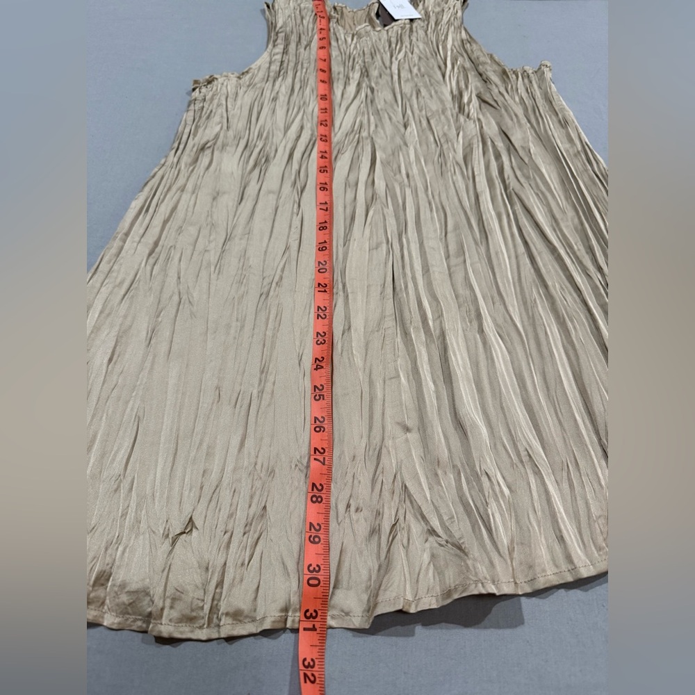J. Jill Women Crinkled Sleeveless Dress in Mushroom Large - Picture 4 of 5